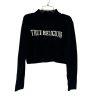 True Religion Women Sweater Size M Black High Neck Cropped Long Sleeve Cozy Warm