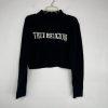 True Religion Women Sweater Size M Black High Neck Cropped Long Sleeve Cozy Warm