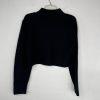 True Religion Women Sweater Size M Black High Neck Cropped Long Sleeve Cozy Warm