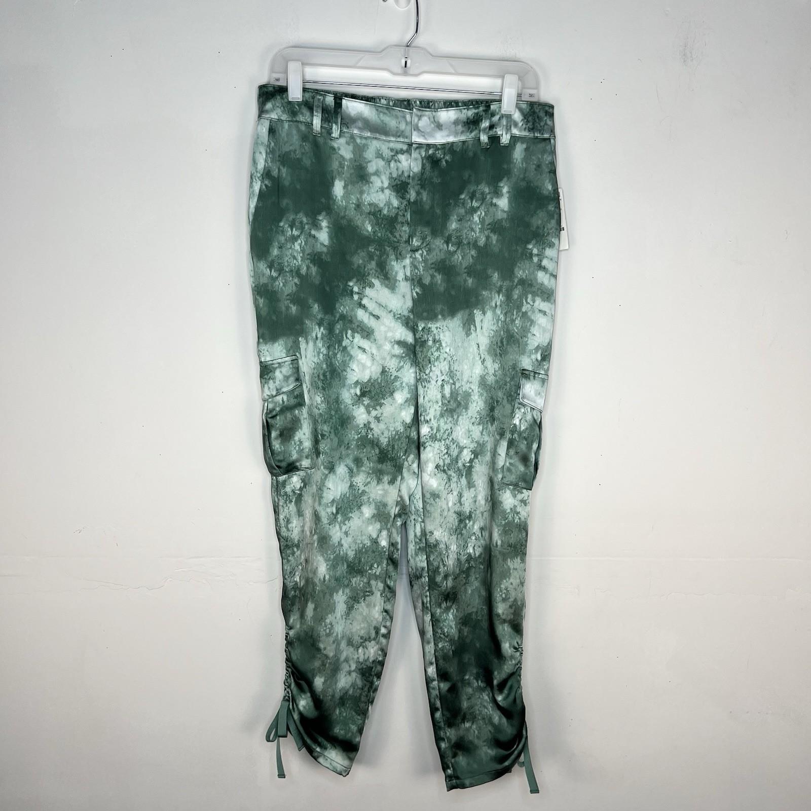 New INC International Concepts Tie Dye Cargo Joggers Satin Pant Size M Stylish