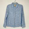 Scully Women Shirt Size XL Pearl Snap Western Cowgirl Rodeo Blue Striped Floral