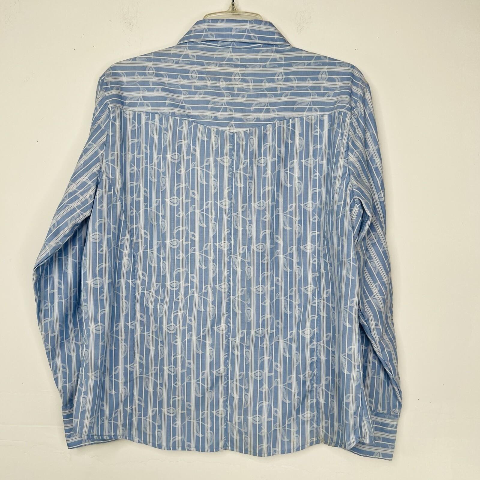 Scully Women Shirt Size XL Pearl Snap Western Cowgirl Rodeo Blue Striped Floral