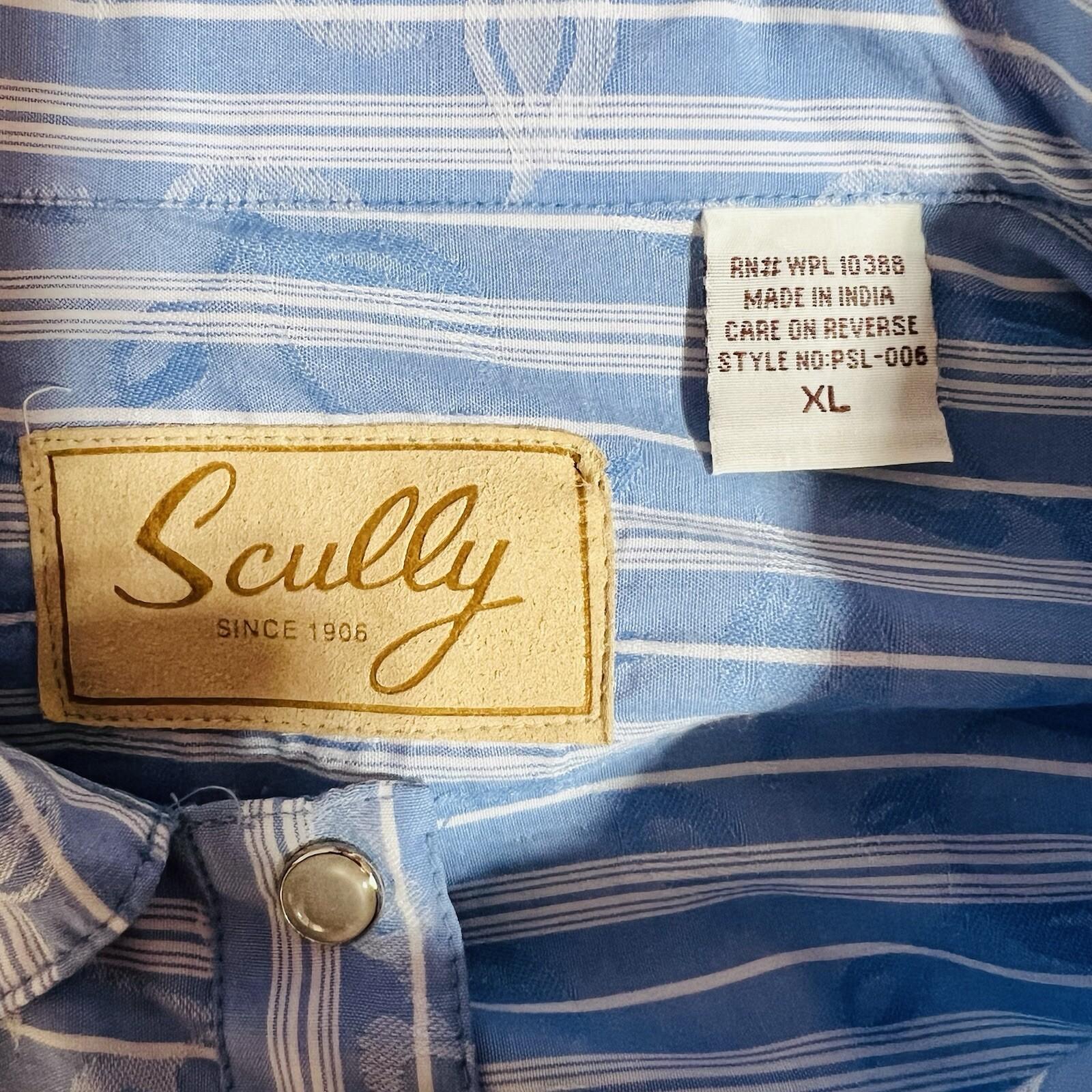 Scully Women Shirt Size XL Pearl Snap Western Cowgirl Rodeo Blue Striped Floral