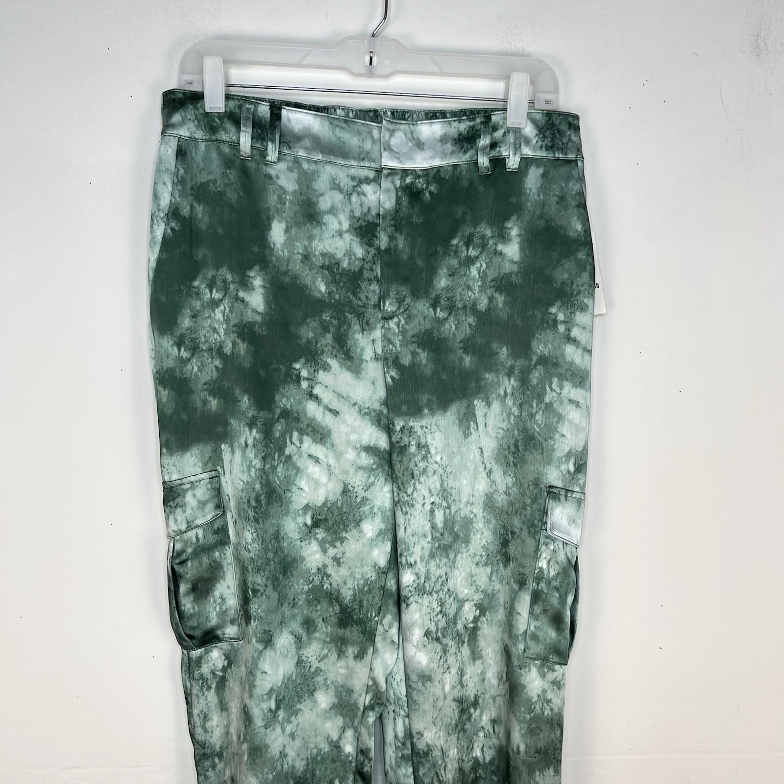 New INC International Concepts Tie Dye Cargo Joggers Satin Pant Size M Stylish