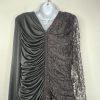 VTG Filigree LTD Sequin Laced Jersey Dress 18W Black Ruched Whimsigothic Fairy