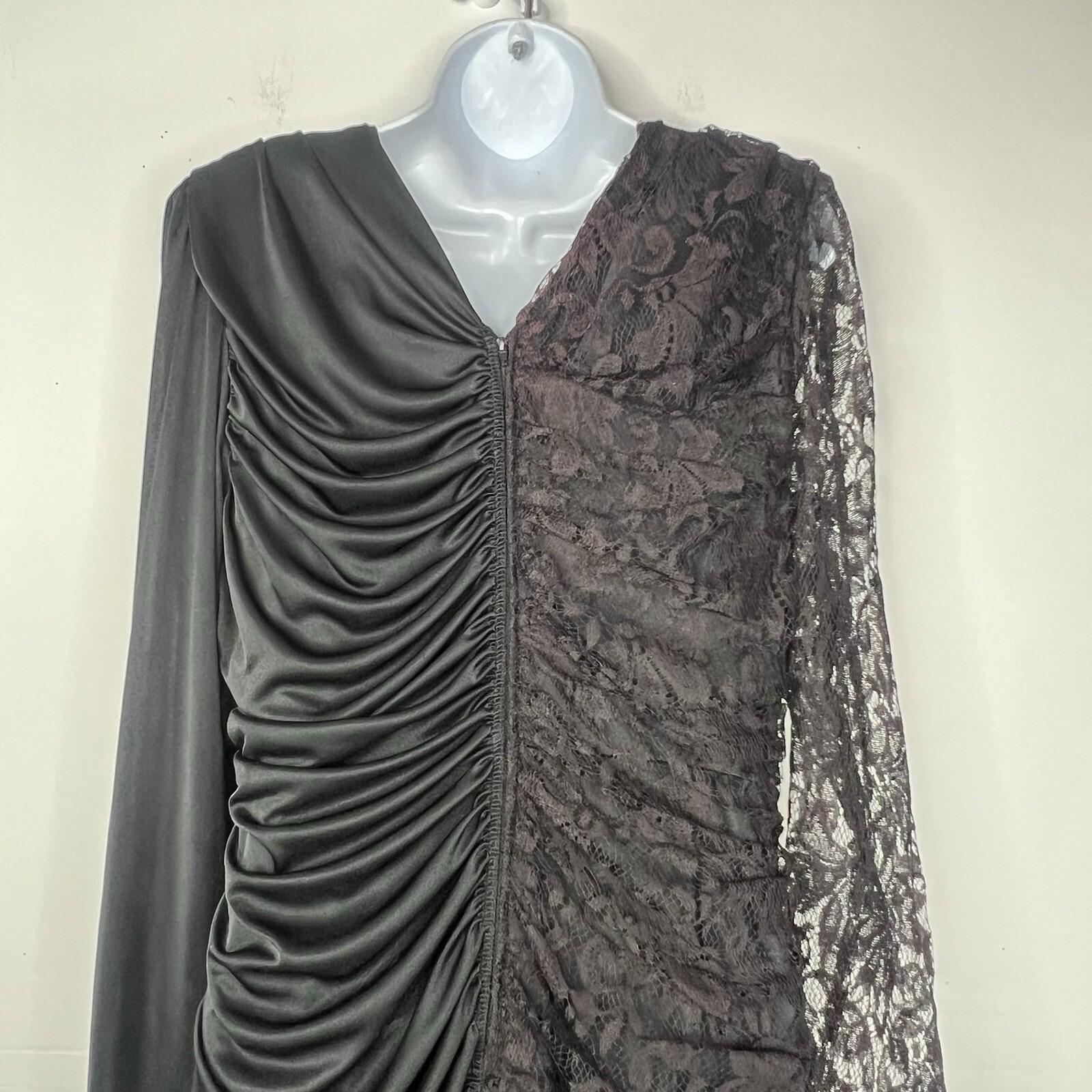 VTG Filigree LTD Sequin Laced Jersey Dress 18W Black Ruched Whimsigothic Fairy