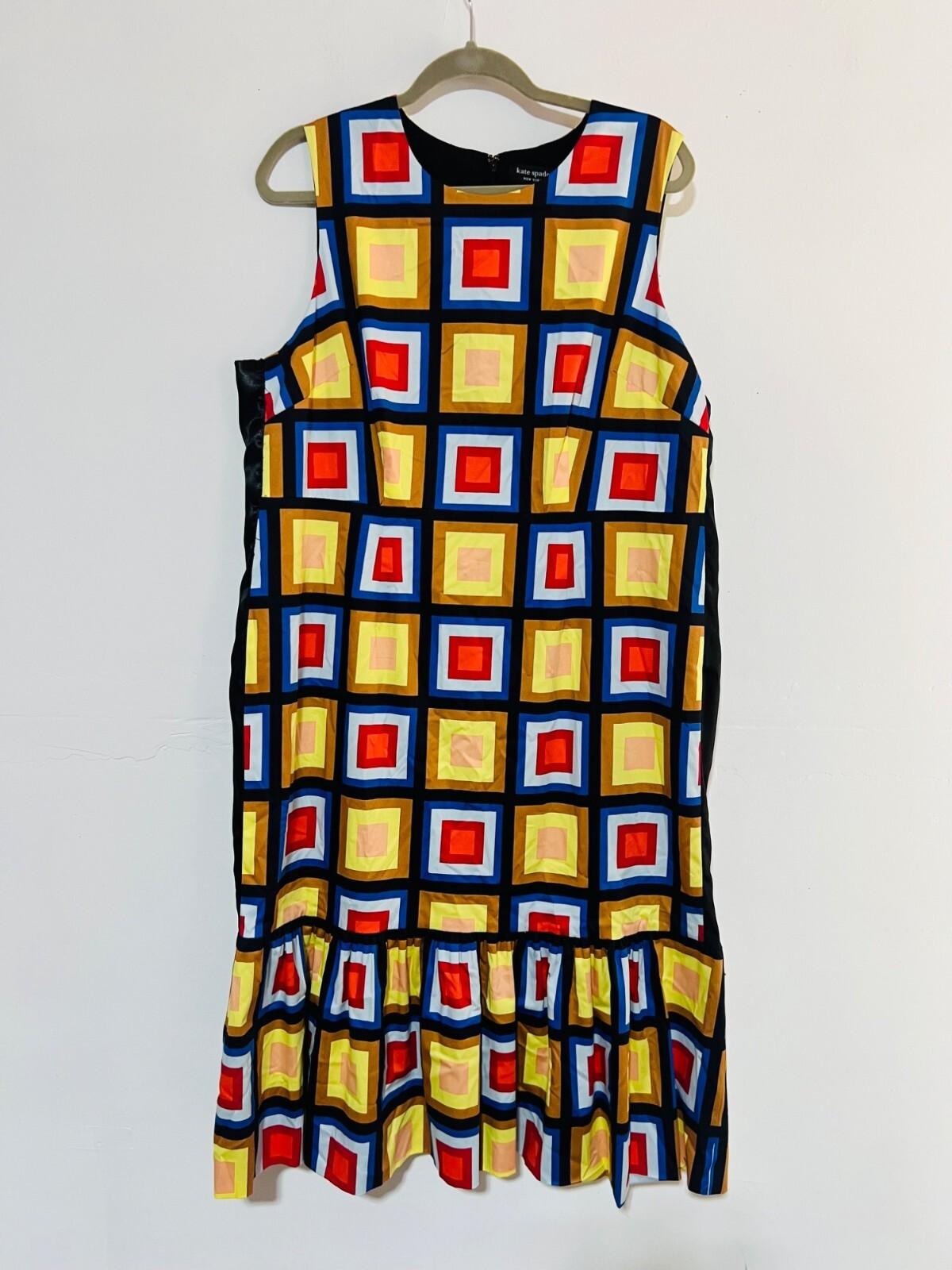Kate Spade Flounce Hem Sheath Dress Size 16 Blocks of Color Sleeveless Stylish