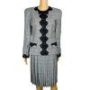 Oscar De La Renta Studio Vintage Skirt Suit 10 Zip Up Embroidered White Gray