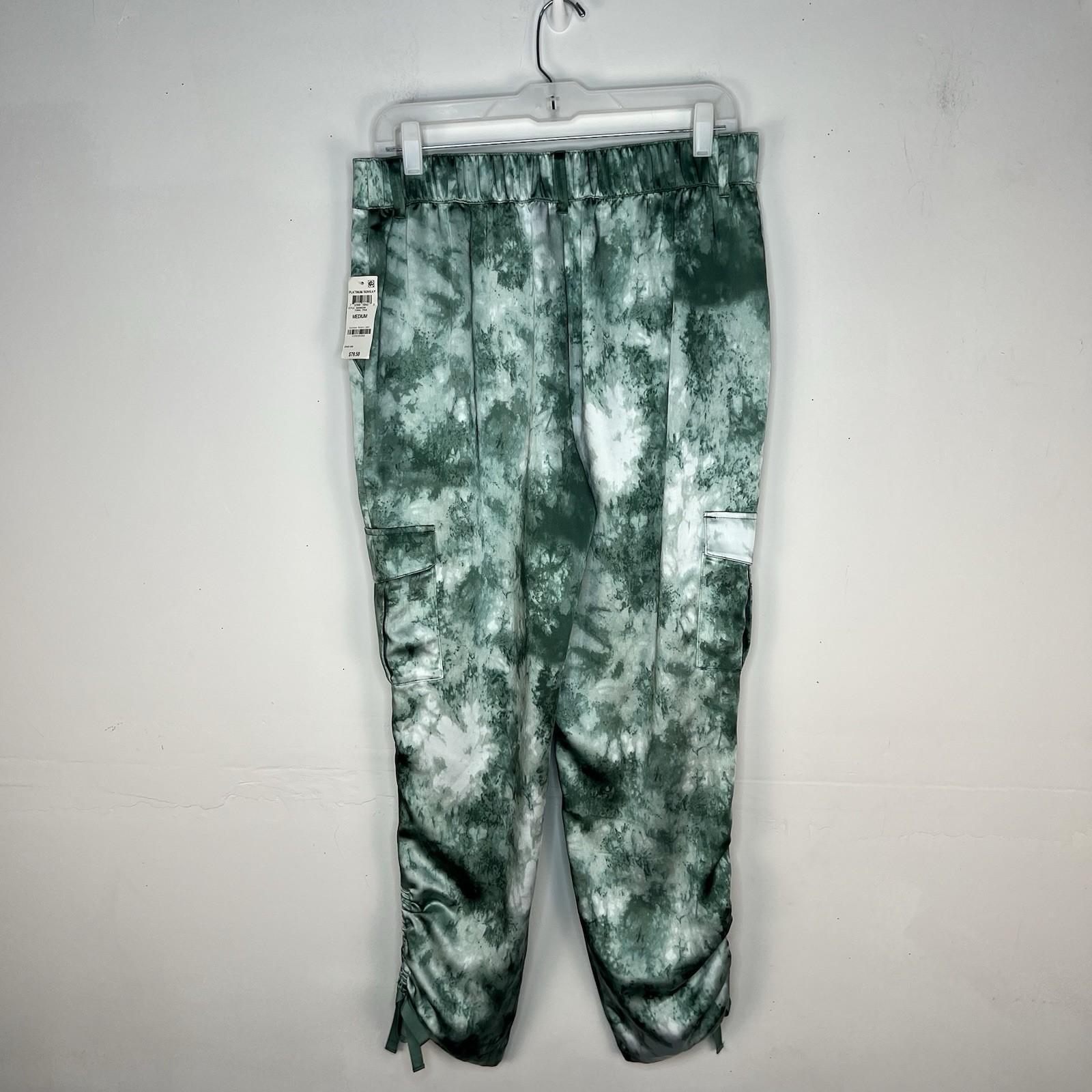 New INC International Concepts Tie Dye Cargo Joggers Satin Pant Size M Stylish