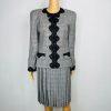 Oscar De La Renta Studio Vintage Skirt Suit 10 Zip Up Embroidered White Gray