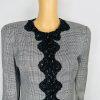 Oscar De La Renta Studio Vintage Skirt Suit 10 Zip Up Embroidered White Gray