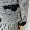 Oscar De La Renta Studio Vintage Skirt Suit 10 Zip Up Embroidered White Gray