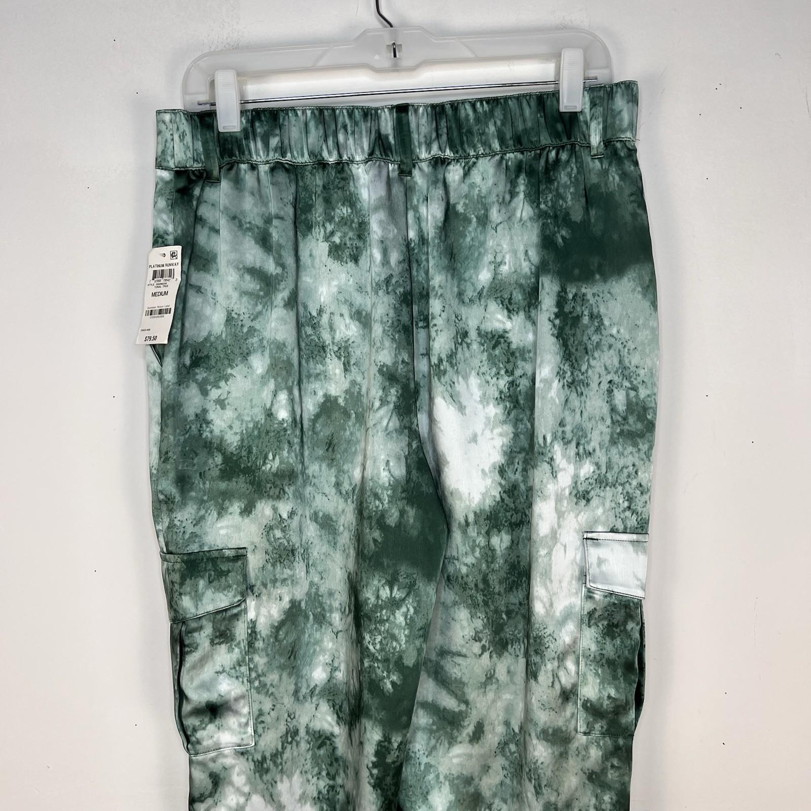 New INC International Concepts Tie Dye Cargo Joggers Satin Pant Size M Stylish