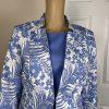 EMILY 2PC Blue White Floral Polyester Lined 3/4 Sleeves Dress Suit Size 8