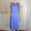 EMILY 2PC Blue White Floral Polyester Lined 3/4 Sleeves Dress Suit Size 8