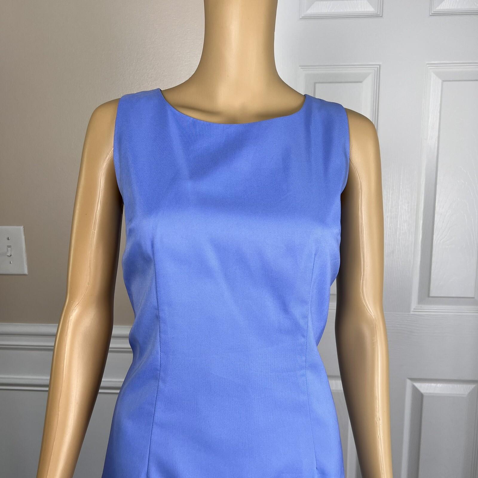 EMILY 2PC Blue White Floral Polyester Lined 3/4 Sleeves Dress Suit Size 8