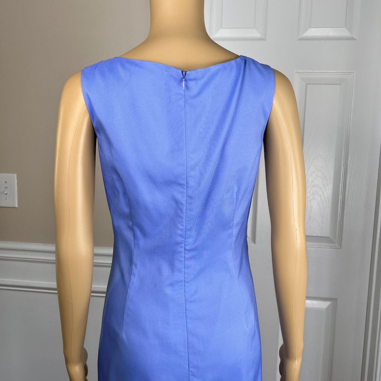 EMILY 2PC Blue White Floral Polyester Lined 3/4 Sleeves Dress Suit Size 8