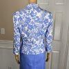EMILY 2PC Blue White Floral Polyester Lined 3/4 Sleeves Dress Suit Size 8
