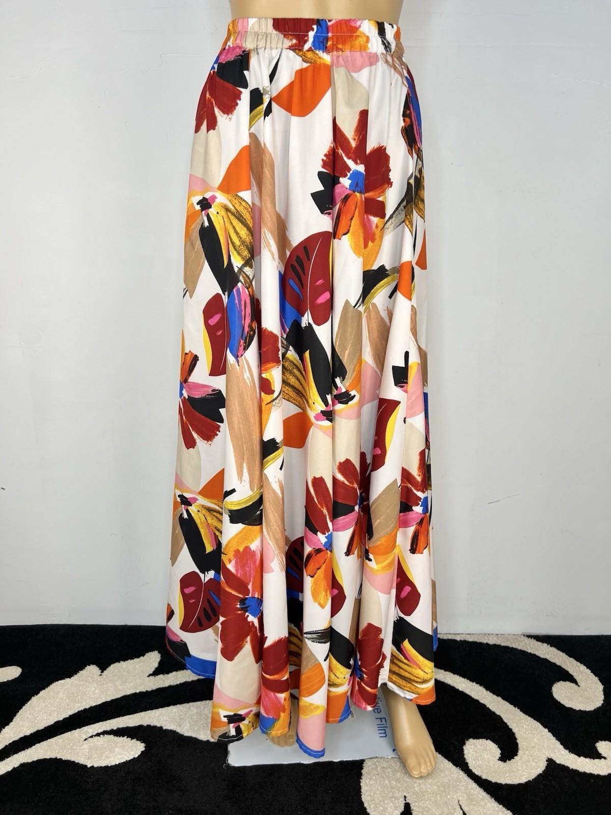 Cato Women Maxi Polyester Skirt Size M Multicolored Flowy Feminine Timeless