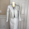EVAN PICONE BLACK LABEL 2PC Silver Polyester Stand Up Collar Dress Suit Size 2
