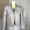EVAN PICONE BLACK LABEL 2PC Silver Polyester Stand Up Collar Dress Suit Size 2