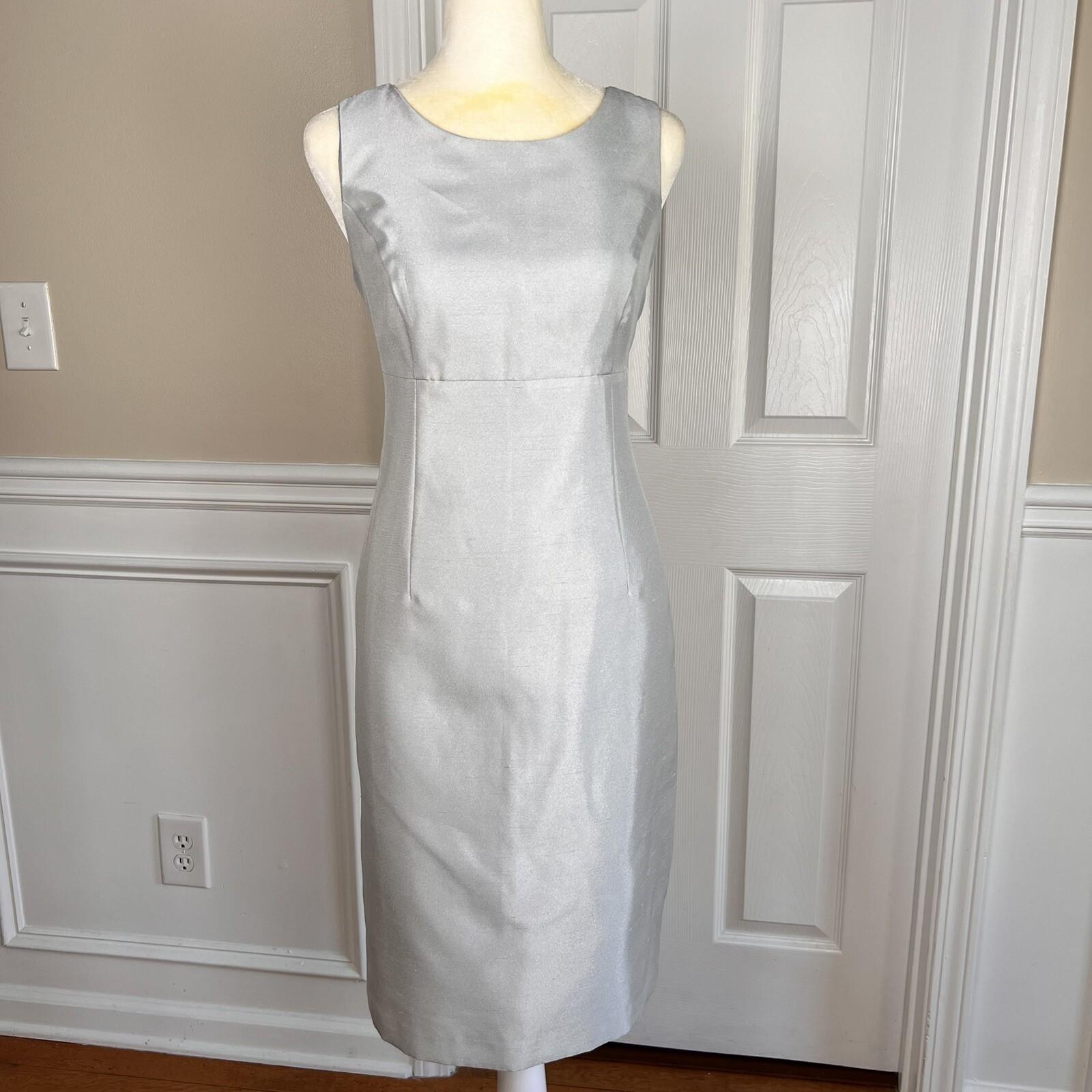 EVAN PICONE BLACK LABEL 2PC Silver Polyester Stand Up Collar Dress Suit Size 2