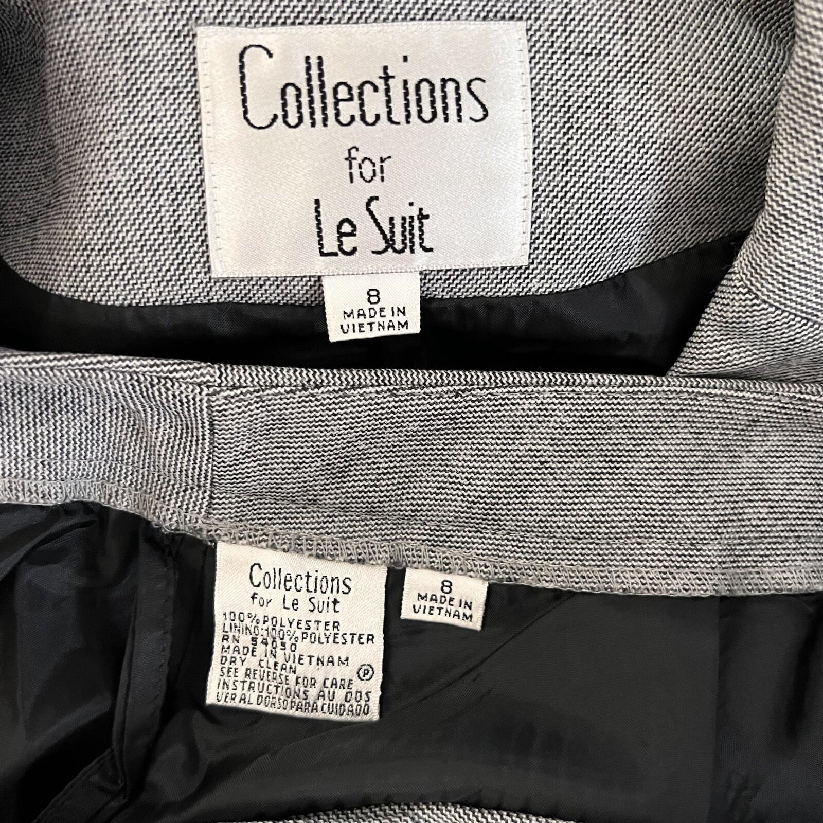 10-1438.jpg Collections For Le Suit Polyester Pant Suit Size 8 Light Gray Notch Collar 2PC