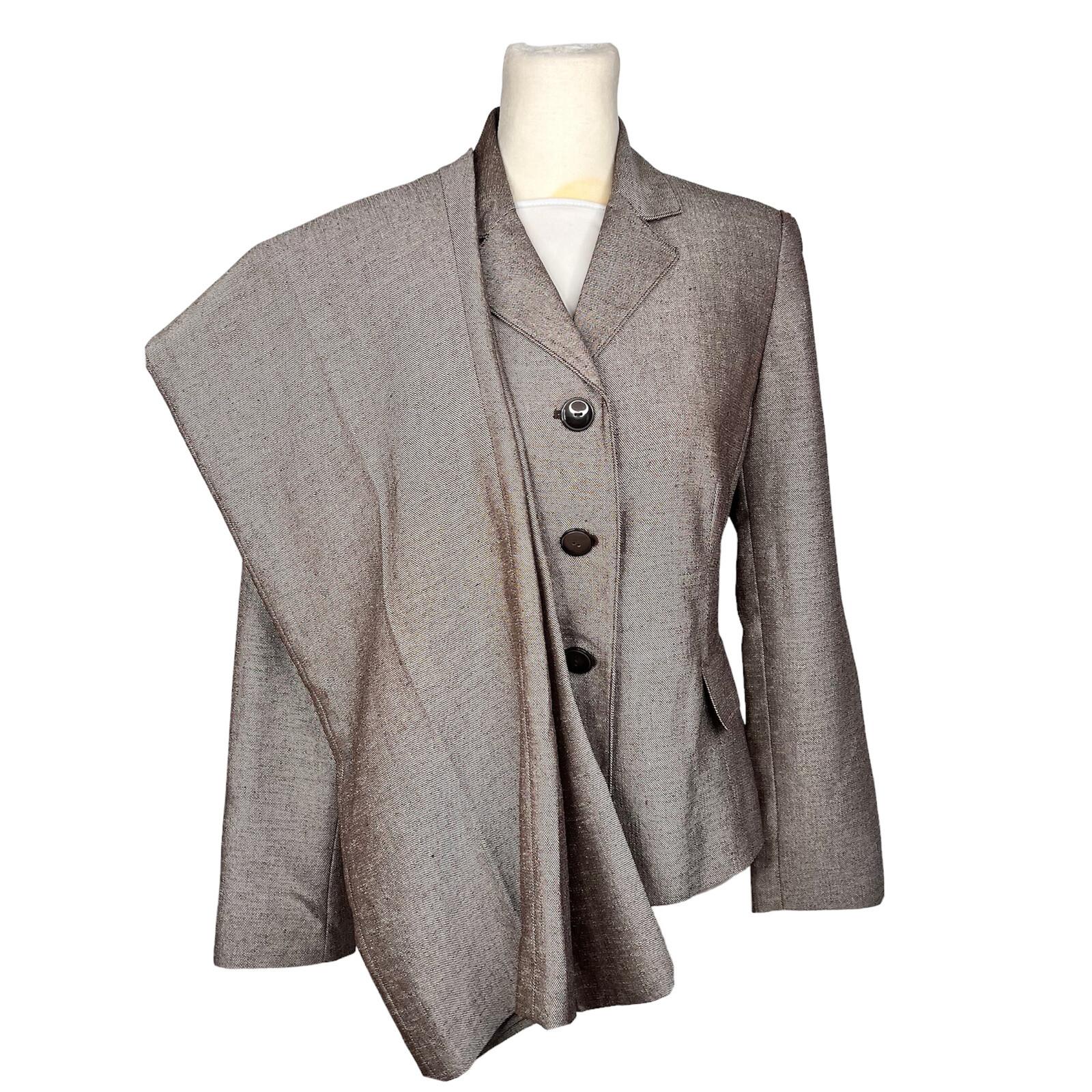 COLLECTIONS FOR LE SUIT Polyester Pant Suit 6P Light Brown Notch Lined 2PC New