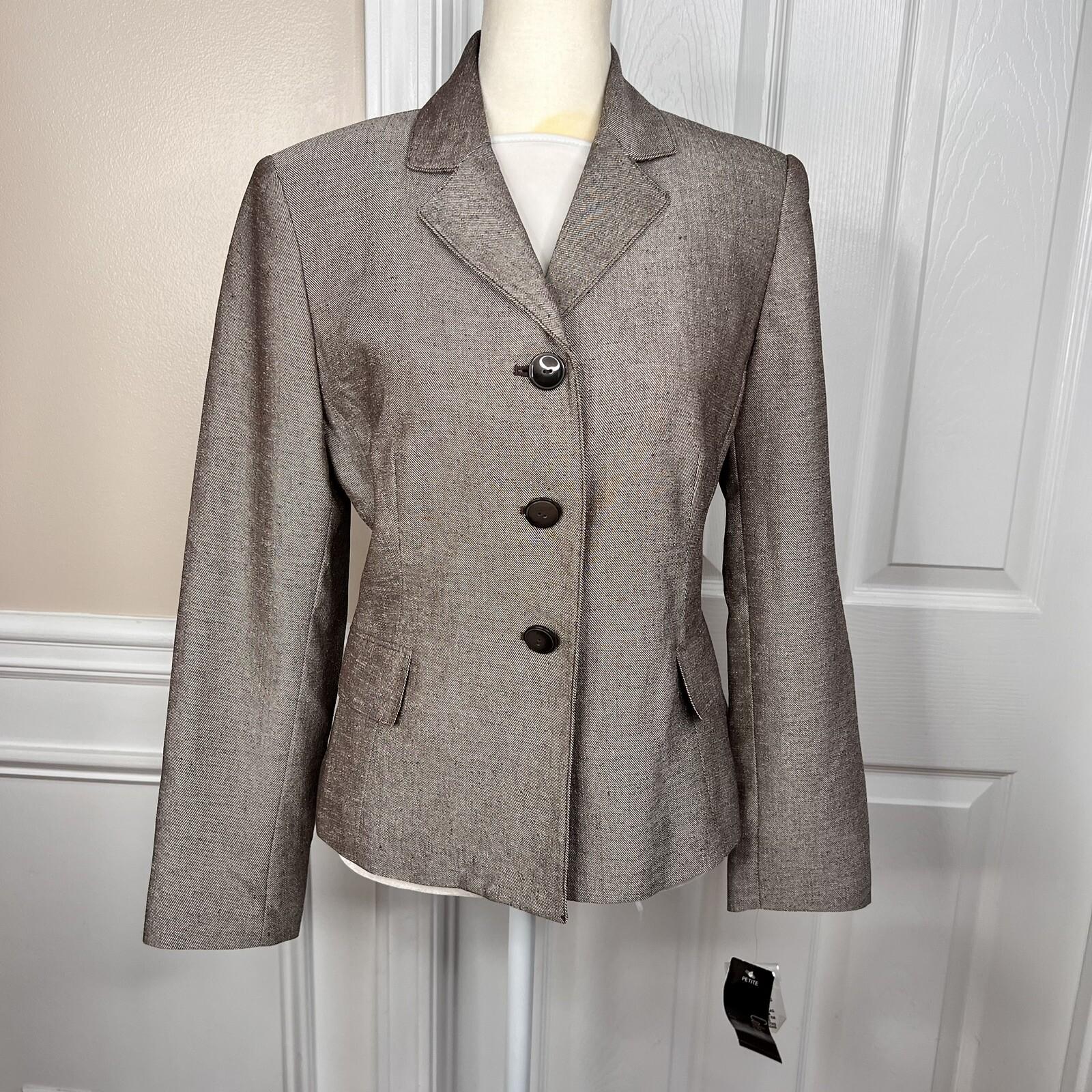 COLLECTIONS FOR LE SUIT Polyester Pant Suit 6P Light Brown Notch Lined 2PC New