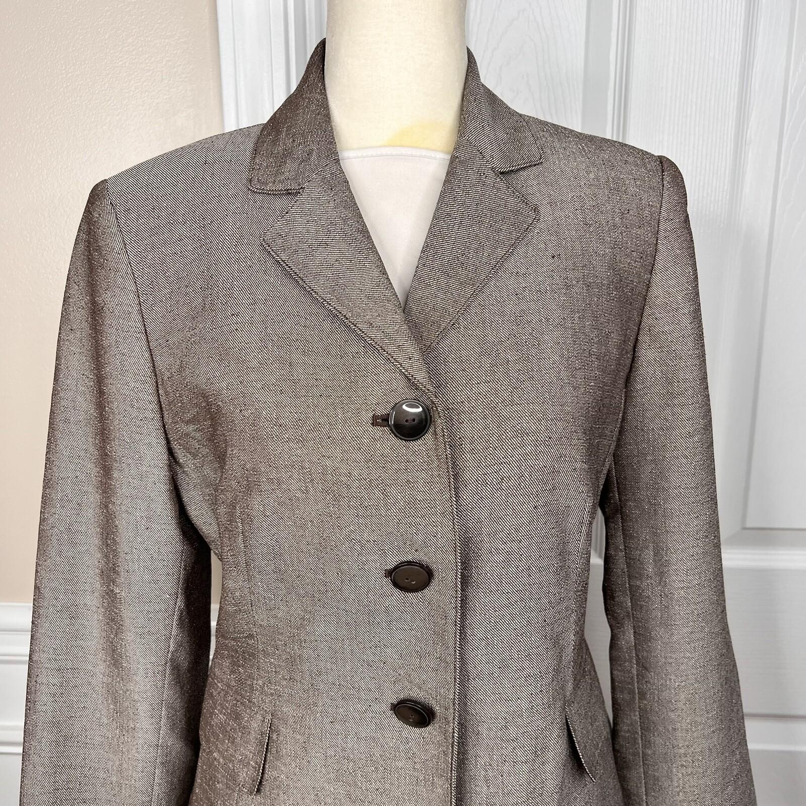 COLLECTIONS FOR LE SUIT Polyester Pant Suit 6P Light Brown Notch Lined 2PC New