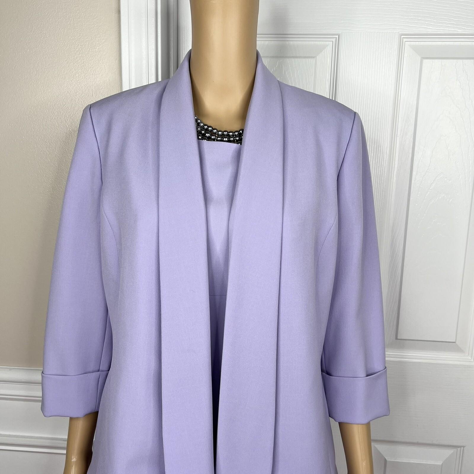 EVAN PICONE Women Polyester Stretch Dress 8 Suit 10 Lavender 3/4 Sleeves 2PC