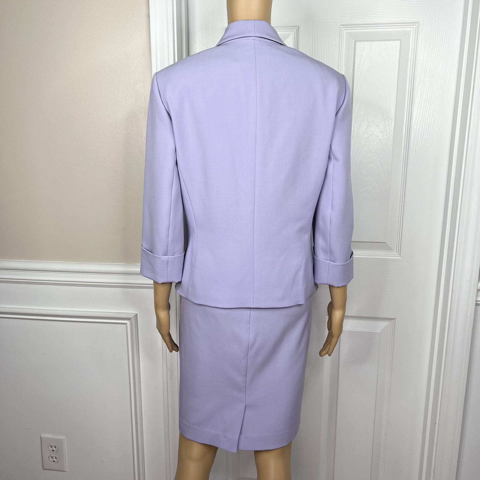 EVAN PICONE Women Polyester Stretch Dress 8 Suit 10 Lavender 3/4 Sleeves 2PC