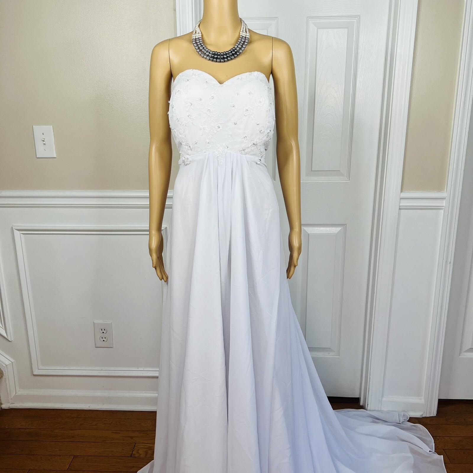 Unbranded Laced Wedding Dress Size 18W White Beaded Adjustable String Strapless