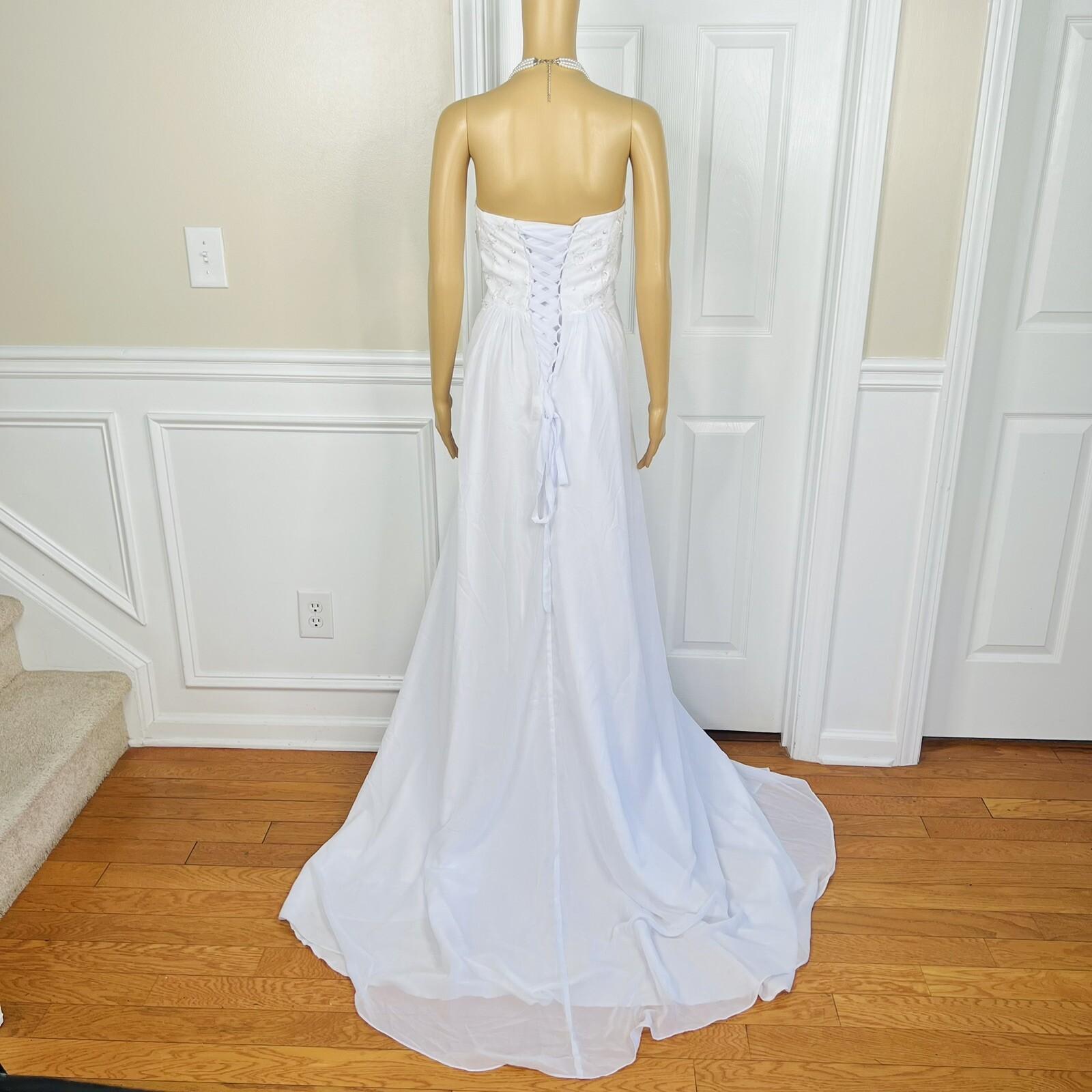 Unbranded Laced Wedding Dress Size 18W White Beaded Adjustable String Strapless