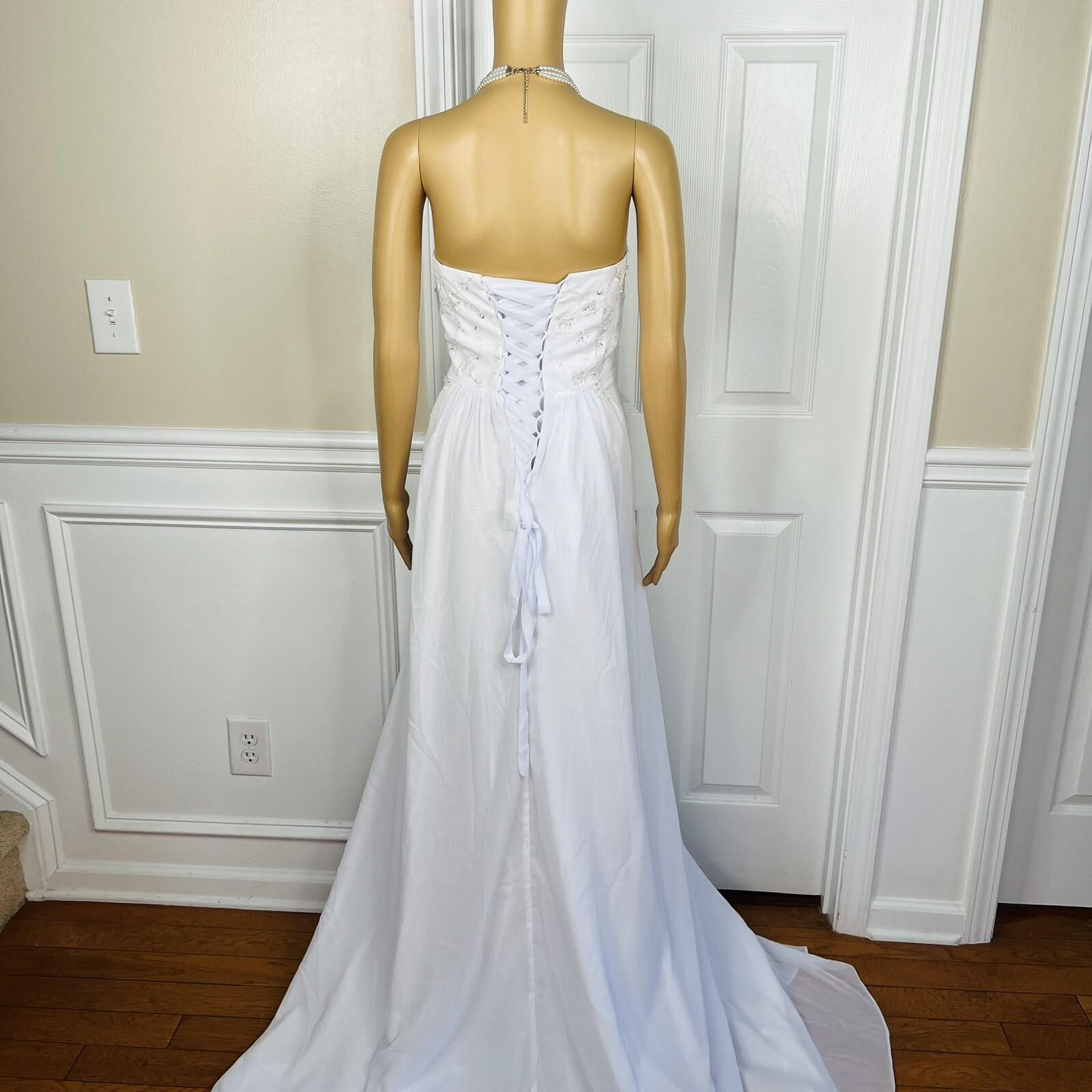 Unbranded Laced Wedding Dress Size 18W White Beaded Adjustable String Strapless