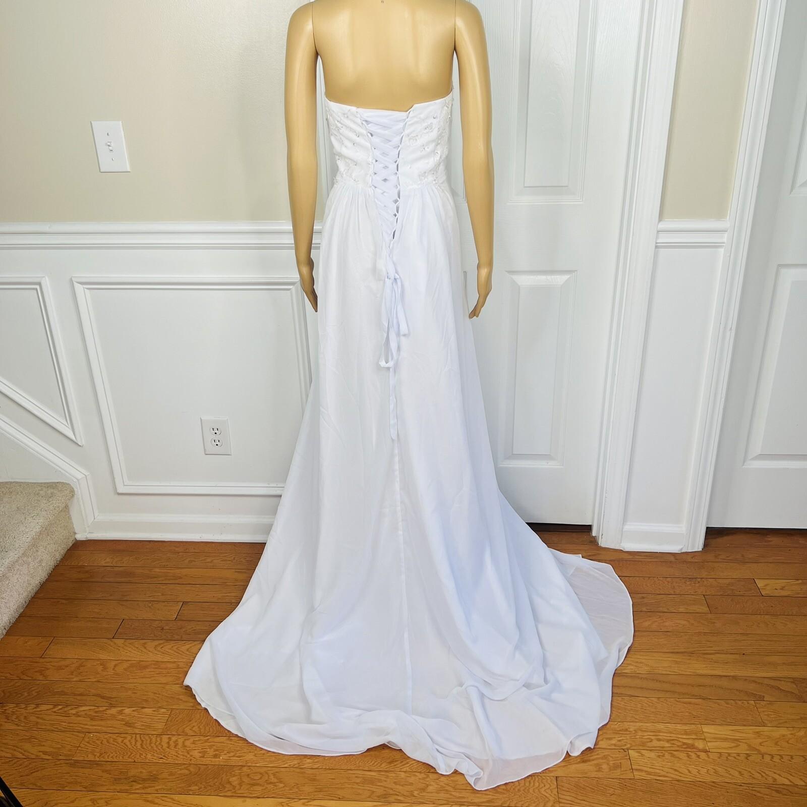 Unbranded Laced Wedding Dress Size 18W White Beaded Adjustable String Strapless