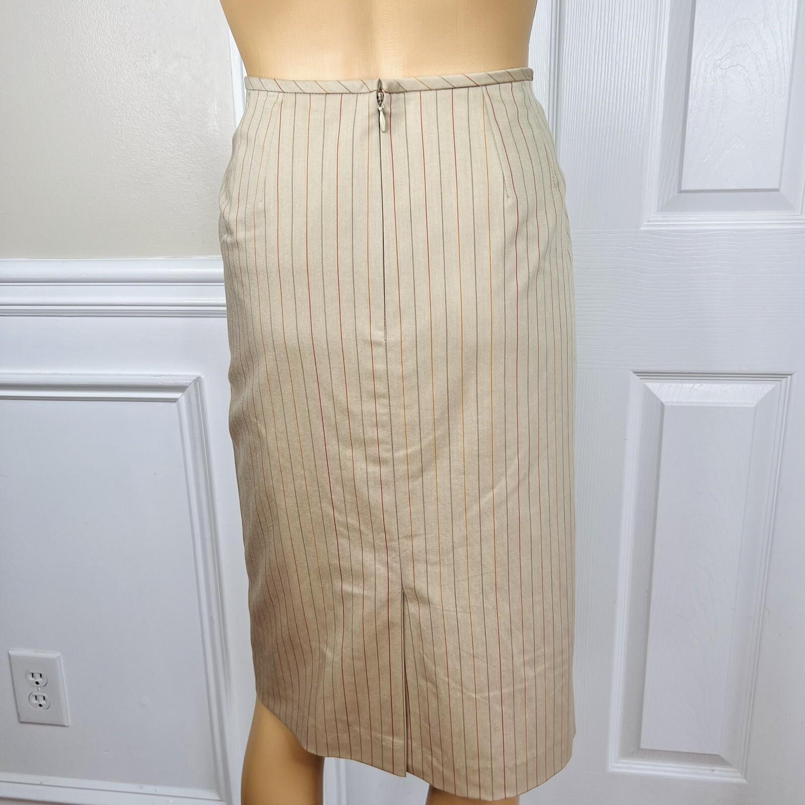 10-1487.jpg KASPER 3PC Tortilla Striped Polyester Stretchy Viscose Skirt Suit Top Size 6