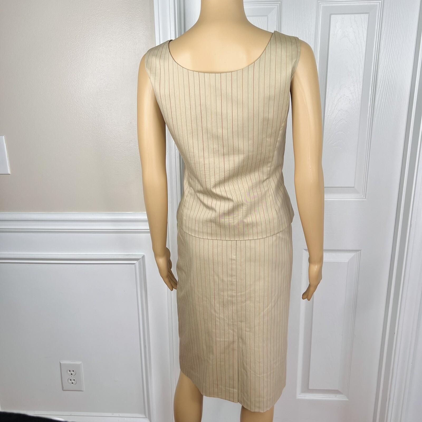 10-1488.jpg KASPER 3PC Tortilla Striped Polyester Stretchy Viscose Skirt Suit Top Size 6