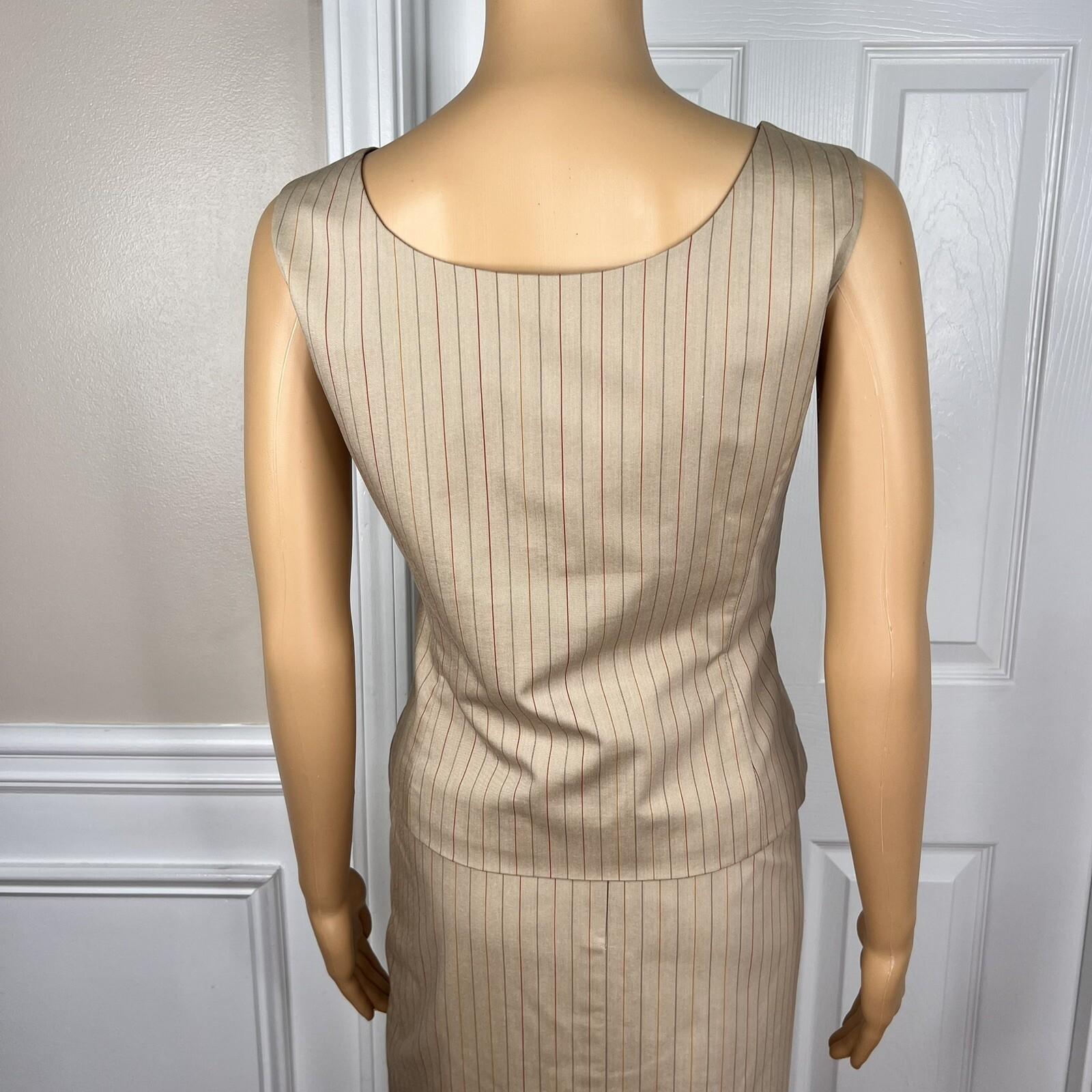 10-1489.jpg KASPER 3PC Tortilla Striped Polyester Stretchy Viscose Skirt Suit Top Size 6