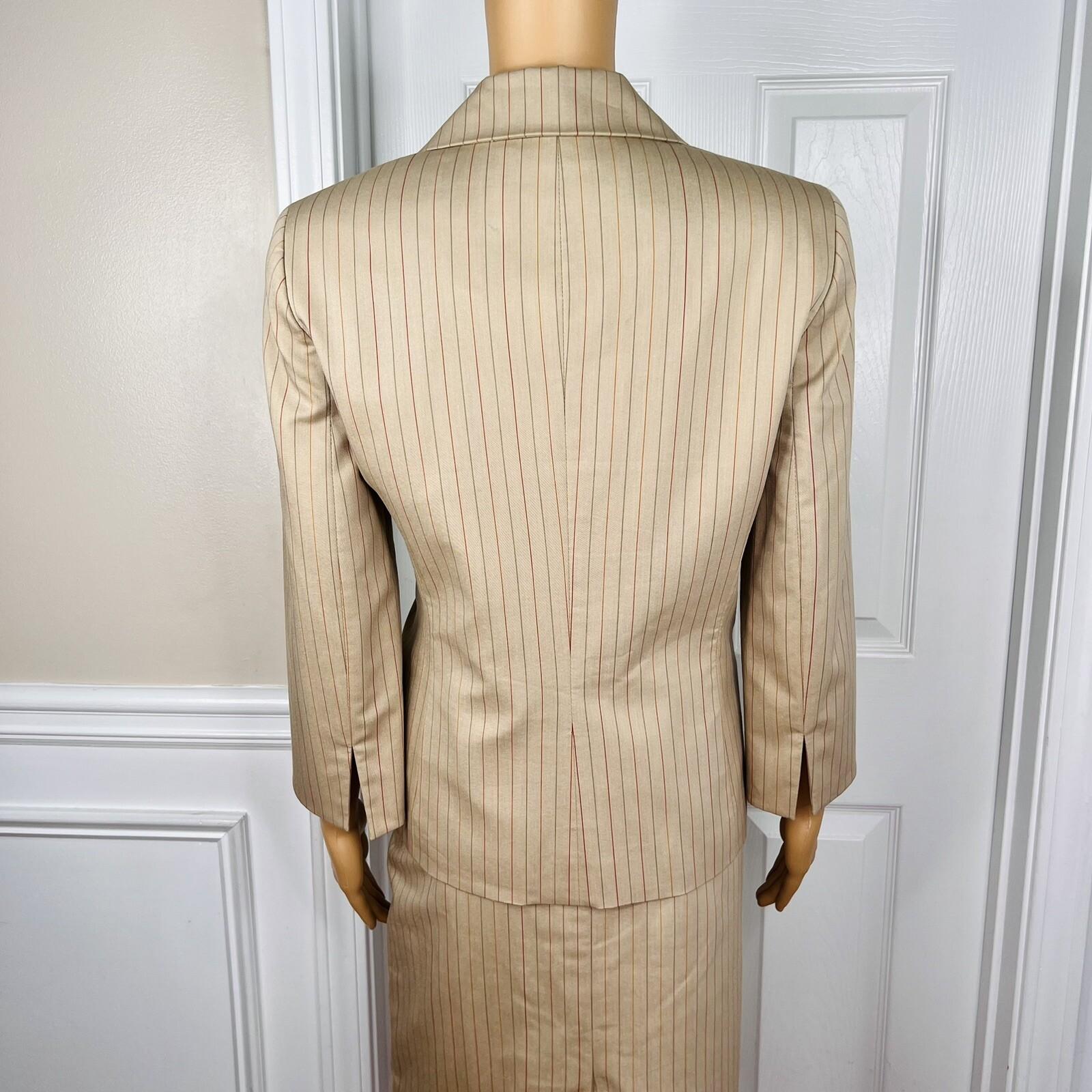 10-1491.jpg KASPER 3PC Tortilla Striped Polyester Stretchy Viscose Skirt Suit Top Size 6