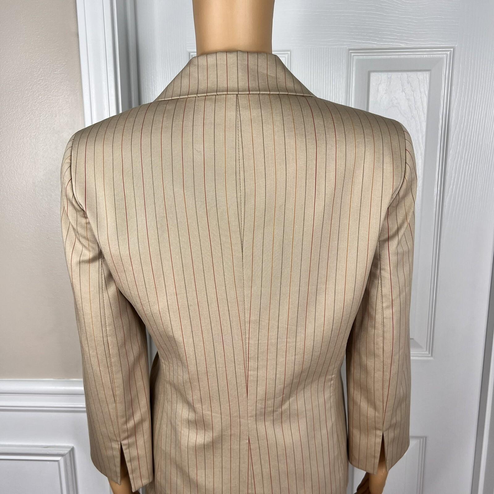 10-1492.jpg KASPER 3PC Tortilla Striped Polyester Stretchy Viscose Skirt Suit Top Size 6