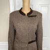 KASPER Women 2PC Brown Tweed Lined Stand Up Collar Skirt Suit Size 14P