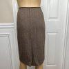 KASPER Women 2PC Brown Tweed Lined Stand Up Collar Skirt Suit Size 14P
