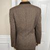 KASPER Women 2PC Brown Tweed Lined Stand Up Collar Skirt Suit Size 14P