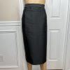 10-1508.jpg TERRAMINA Polyester Skirt Suit Size 16 Black Tan Lined Collarless Cocktail 2PC