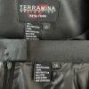 10-1513.jpg TERRAMINA Polyester Skirt Suit Size 16 Black Tan Lined Collarless Cocktail 2PC