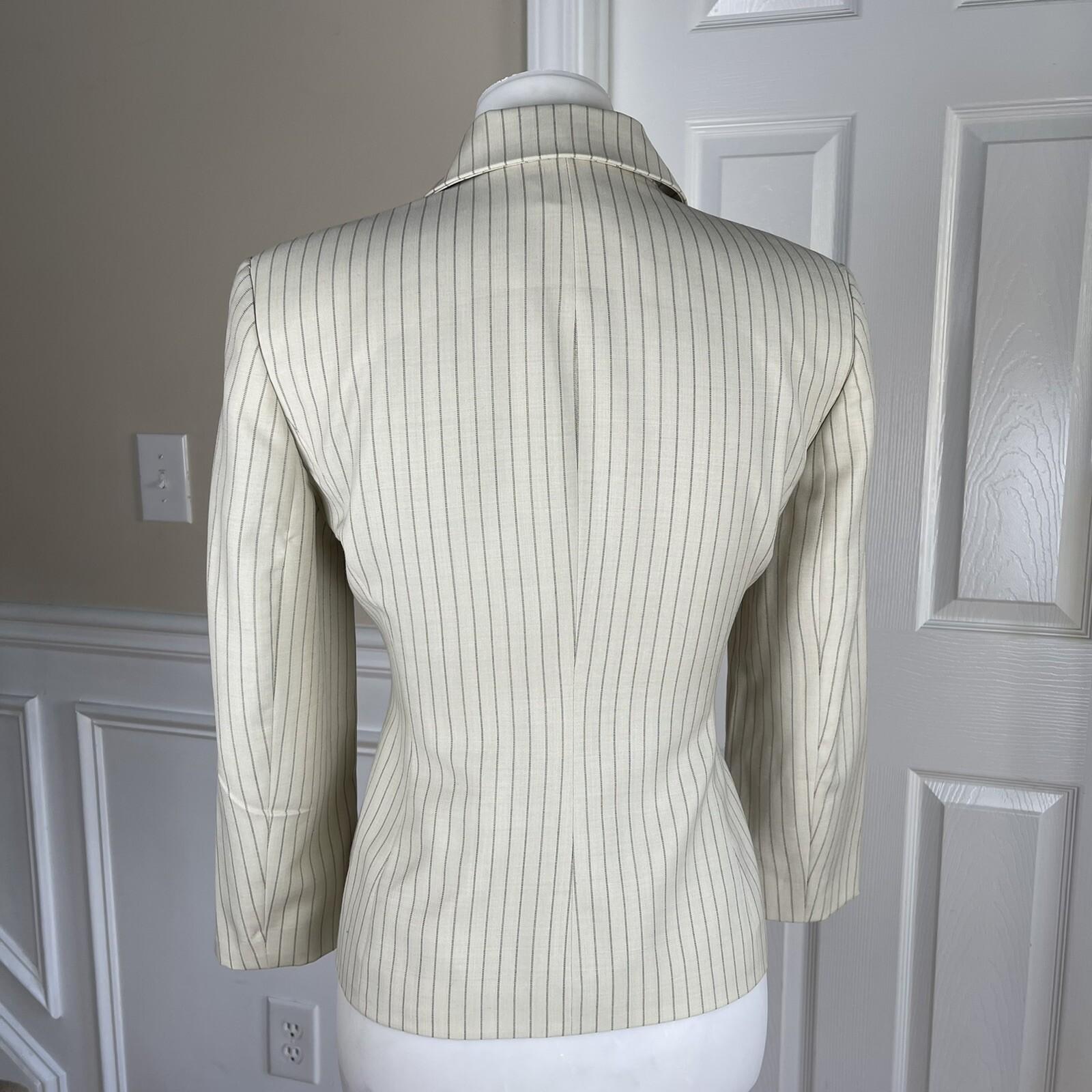 MICHAEL KORS Women 1PC Beige Striped Polyester Lined Blazer Size 6