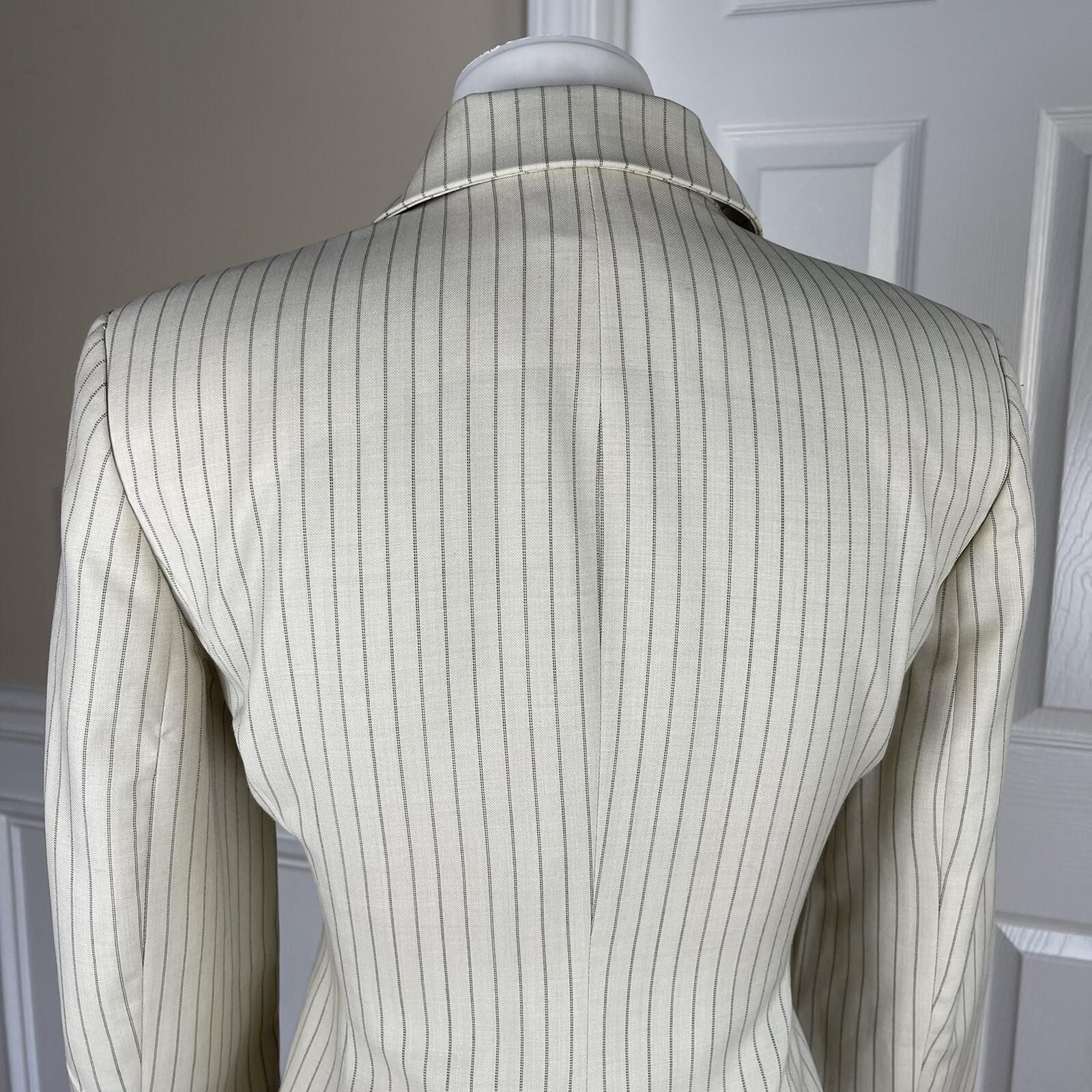 MICHAEL KORS Women 1PC Beige Striped Polyester Lined Blazer Size 6
