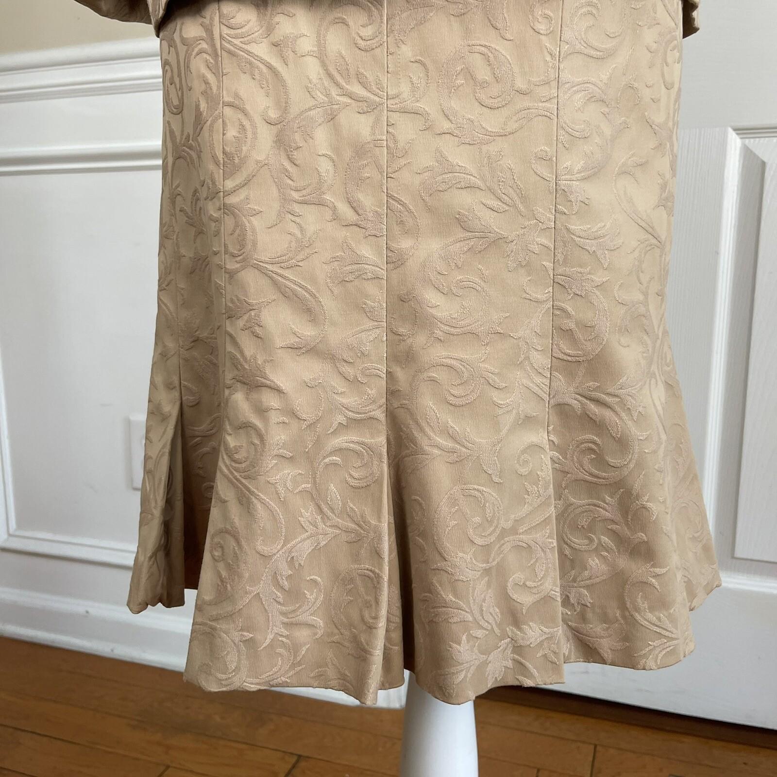 TROUSERS ETC 2PC Tortilla Floral Cotton Polyester Stretch Skirt Suit Size 10