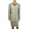 Le Suit Women Polyester Skirt Suit Size 16P Beige Multi 2 Piece Collarless